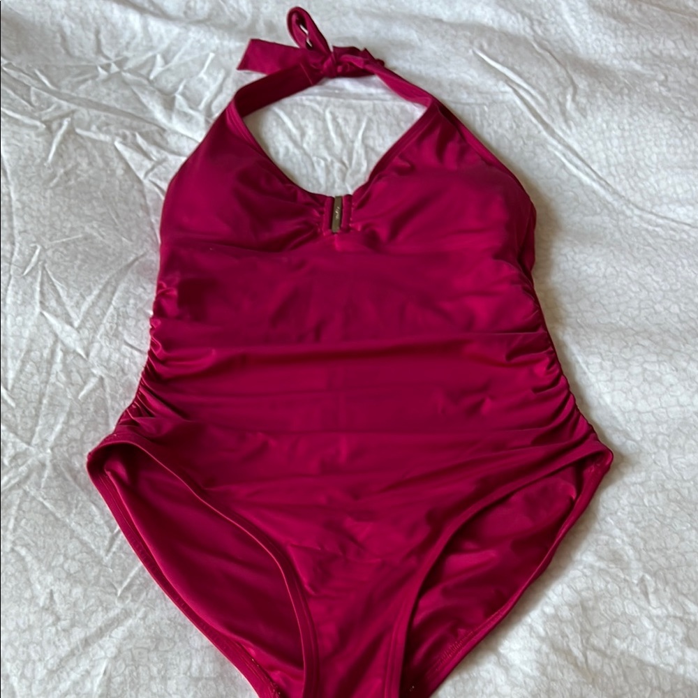 Calvin Klein Pink One Piece Swimsuit with Halter Neckline